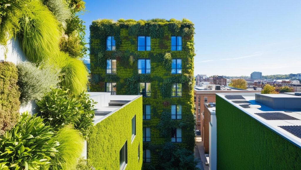 imagen de Muros verdes y techos vegetales_ __Ayudan a mantener la temperatura interna, aportan oxígeno y reducen el ruido exterior, además de mejorar el aislamiento térmico. (1)